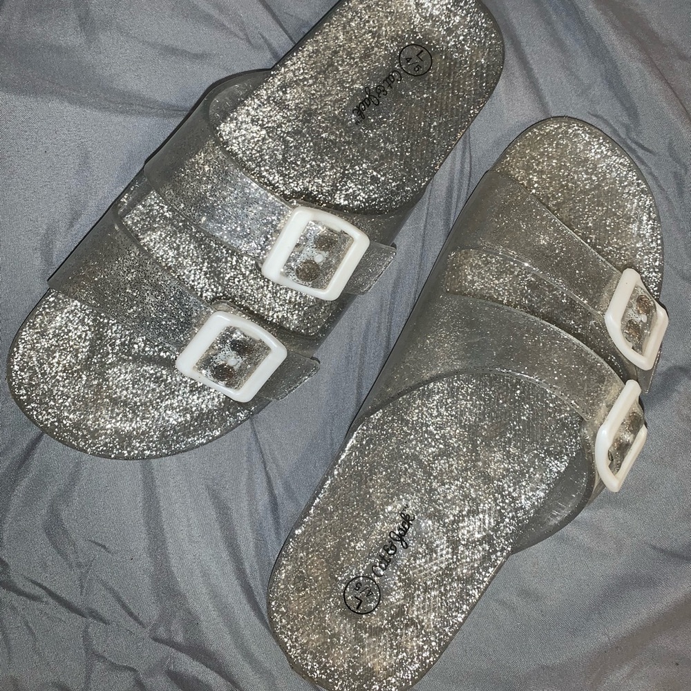 Glitter double strap slides